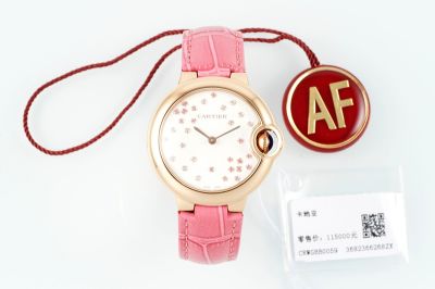 AF Factory Ballon Bleu De Cartier 33mm Swiss Quartz Movement Pink Leather Strap Watch